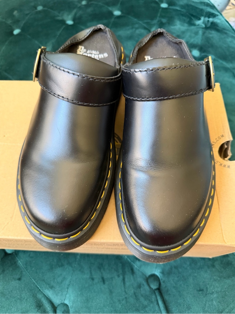 Dr Martens Archive Black Leather Platform Mules - Picture 9 of 11